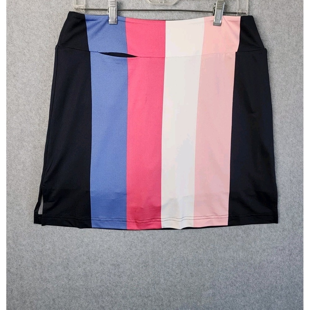 GOLFTINI Connection-Long Pull-On‎ Skort Golf A-Line Size Large Striped NEW